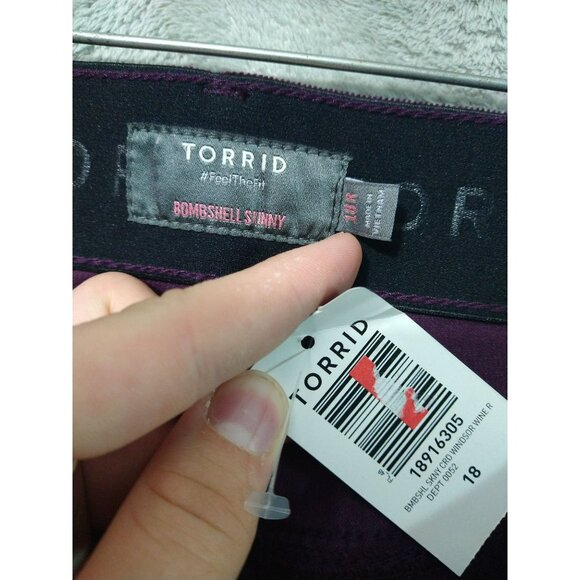 Torrid Pants Womens 18R Red Corduroy Bombshell Skinny Stretch High Rise Cotton - Picture 8 of 11